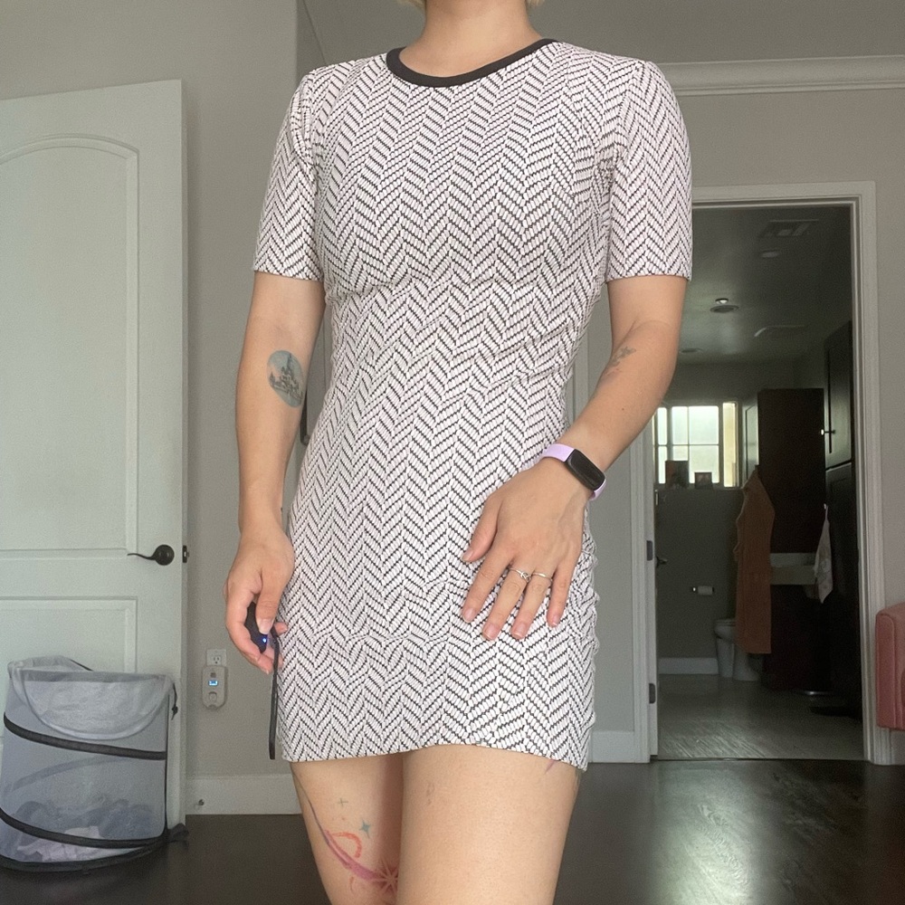 Topshop Black and White Chevron Mini Dress